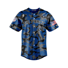 Load image into Gallery viewer, USAFA BASEBALL ON FIELD AUTHENTIC BLUE CAMO JERSEY